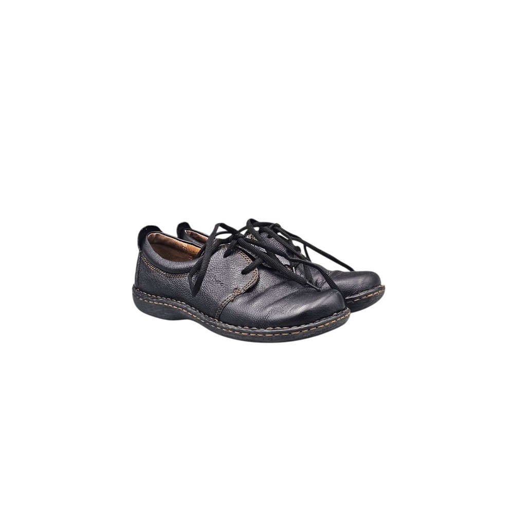 B.O.C. Womens Size 6 Black Pebbled Leather Oxfords Shoes Flats C40403